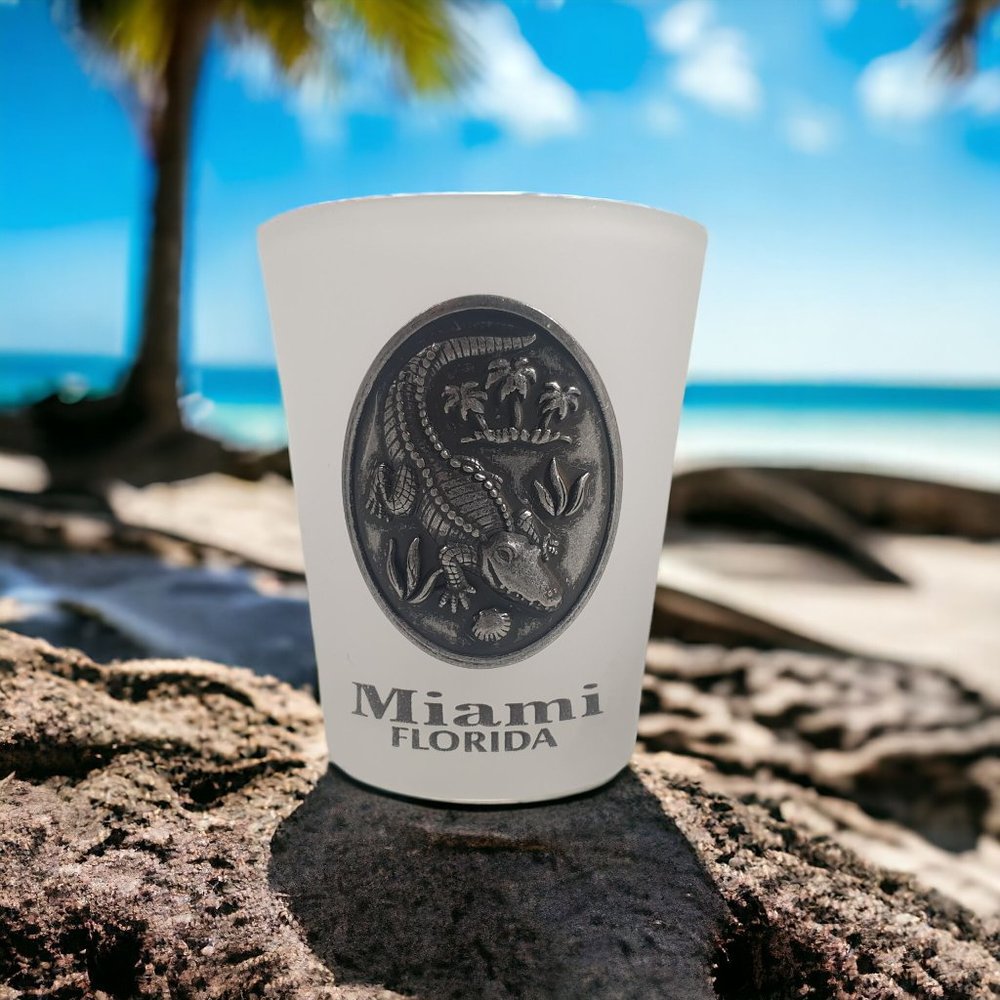 Miami Florida Crocodile Alligator Shot Glass Souvenir Gift Vacation Drink Party